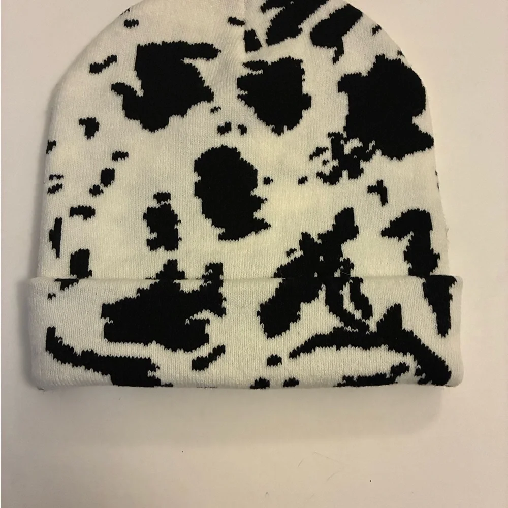 Black and White Printed Beanie